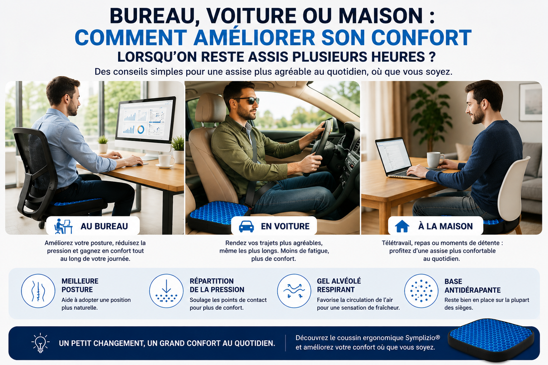 Bureau, voiture ou maison : comment améliorer son confort lorsqu'on reste assis plusieurs heures ?